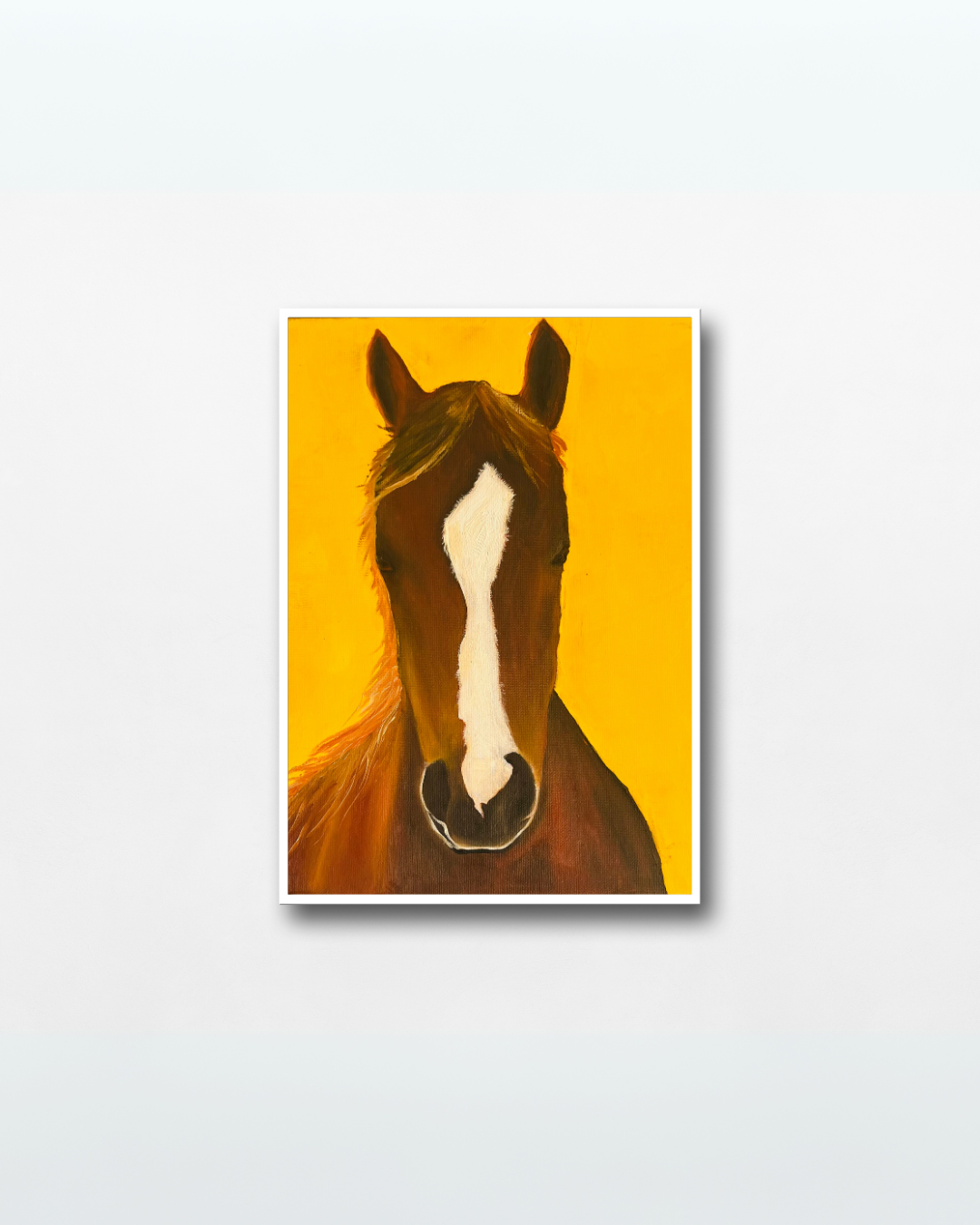 Brown Horse on Yellow Sky