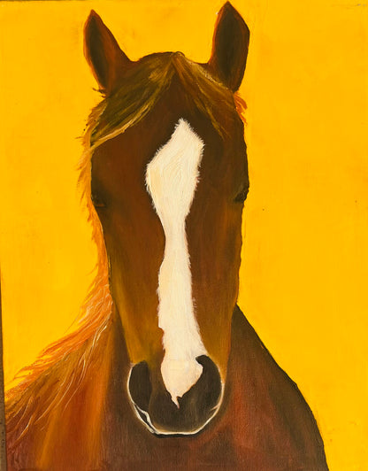 Brown Horse on Yellow Sky