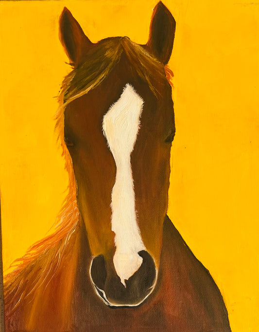 Brown Horse on Yellow Sky